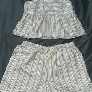 Lucky Brand Striped Women's Shorts - White and Blue